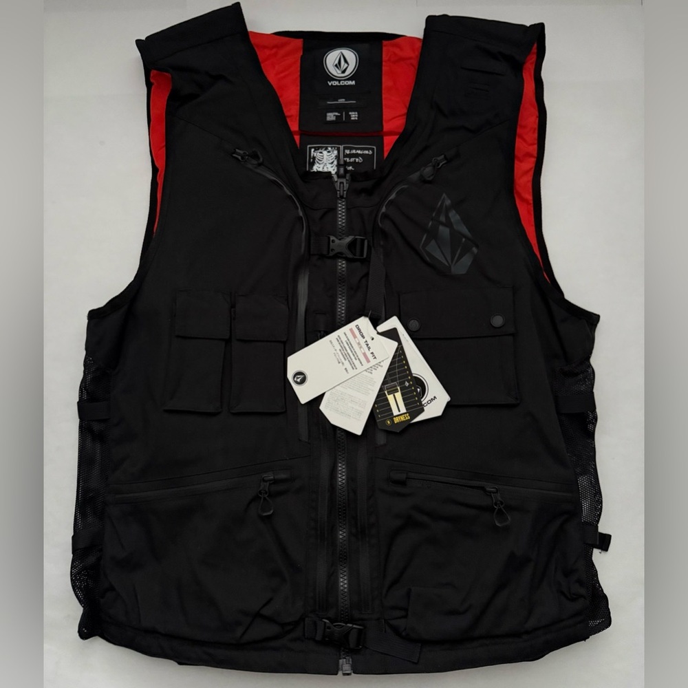 Volcom Men's Black and Orange Vest Jacket Sportswear